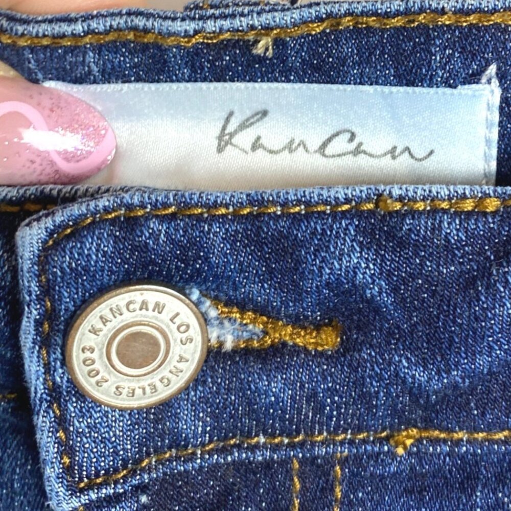 KanCan Tobie Mid Rise Distressed Ripped Super Skinny Blue Jeans Women's Size XL - Picture 7 of 9